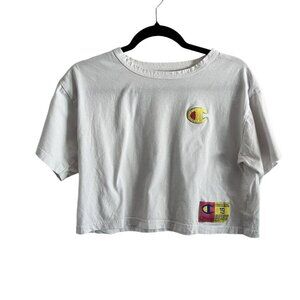 Champion Women SZ S White Short Sleeve Puffy “C” Cropped T-Shirt